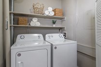 Enjoy the convenience of an oversized laundry room in every two-bedroom apartment, complete with full-size washers and dryers. 
