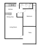 1 Bed 1 Bath Patio