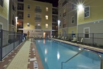 Courtyard swimming pool provides extra privacy for residents.