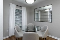 Enjoy elegant dining experiences in every apartment with spacious dining areas featuring abundant natural light. 