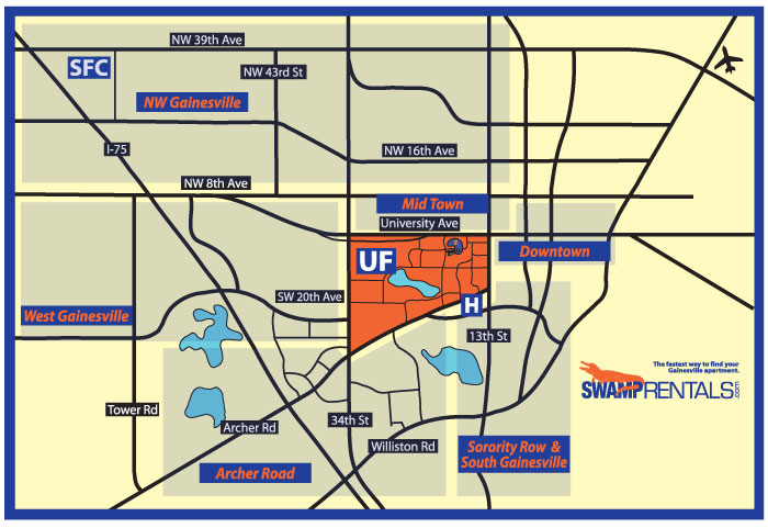 Gainesville Map | Apartment Rentals in Gainesville FL - Swamp Rentals